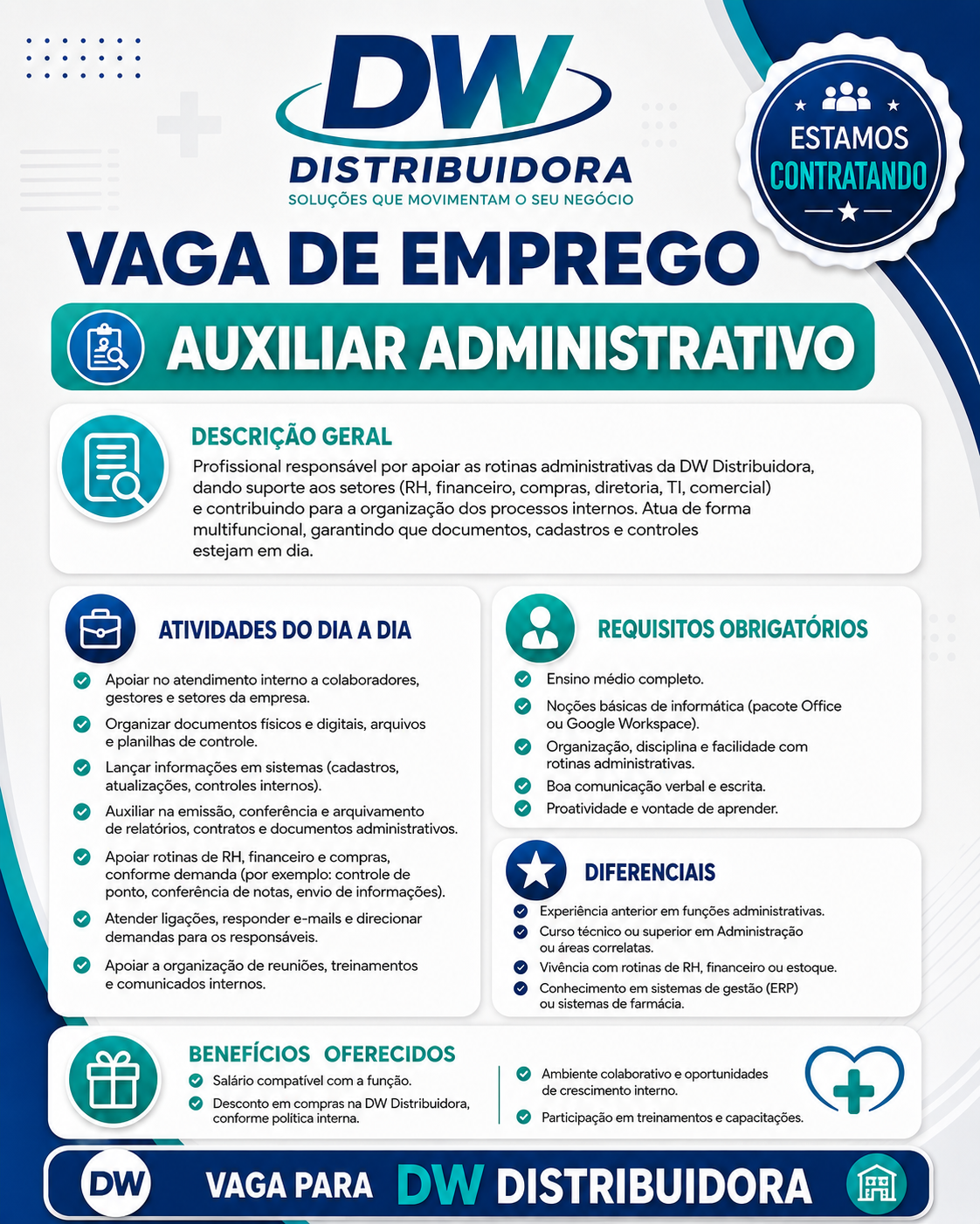 Auxiliar Administrativo DW Distribuidora